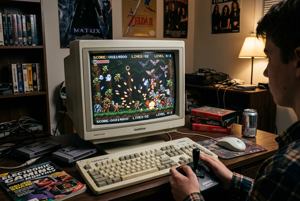 Crowded 8-bit action scene
